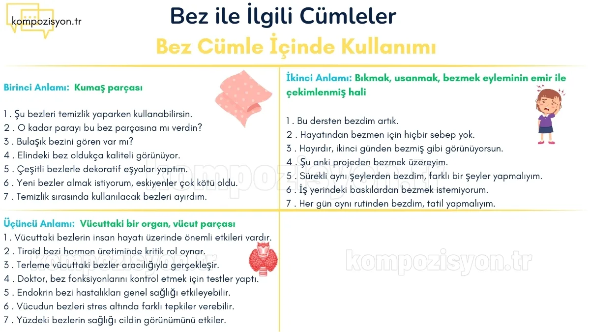 bez ile ilgili cumleler cumle icerisinde kulanimi