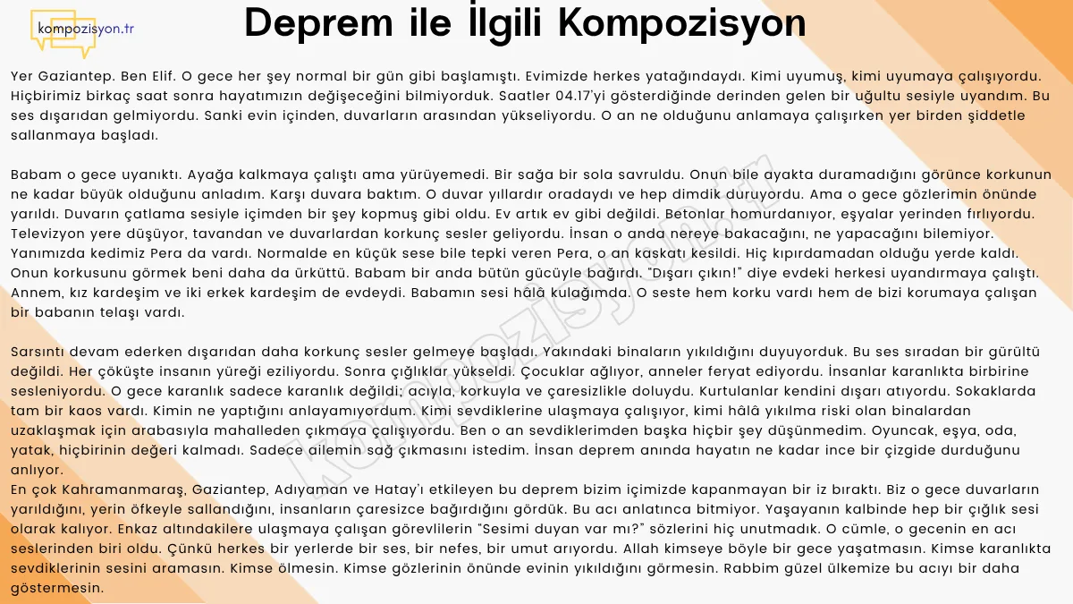 Deprem Kompozisyon 6 Subat Depremi