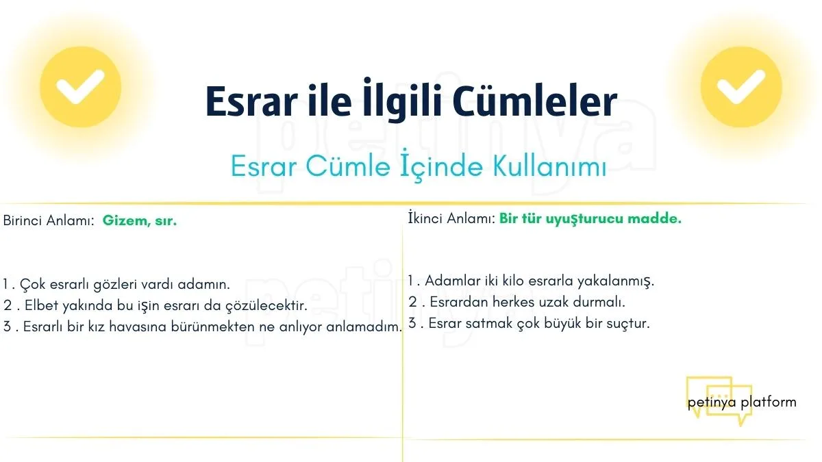 esrar kelimesi ile ilgili cumleler