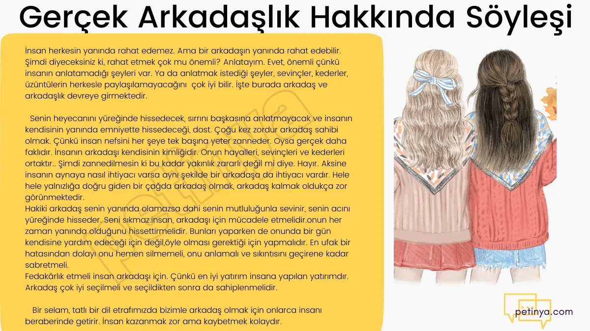 gercek arkadaslik hakkinda soylesi
