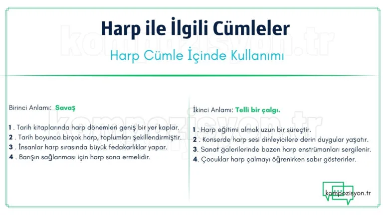 harp kelimesi ile ilgili cumleler