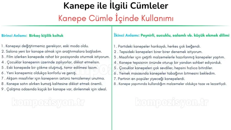 kanepe ile ilgili cumleler