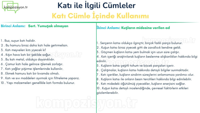 kati ile ilgili cumleler cumle icerisinde kulanimi