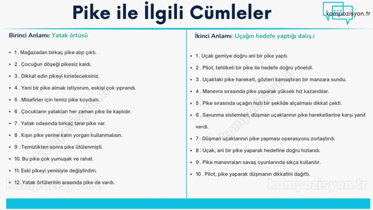 pike ile ilgili cumleler cumle icerisinde kulanimi