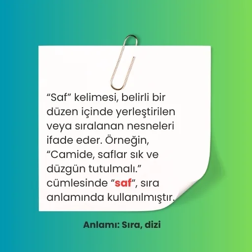 saf ile ilgili ornek cumleler 1