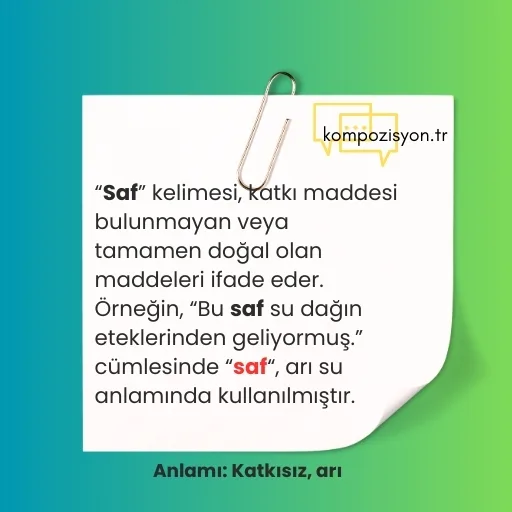 saf ile ilgili ornek cumleler 2