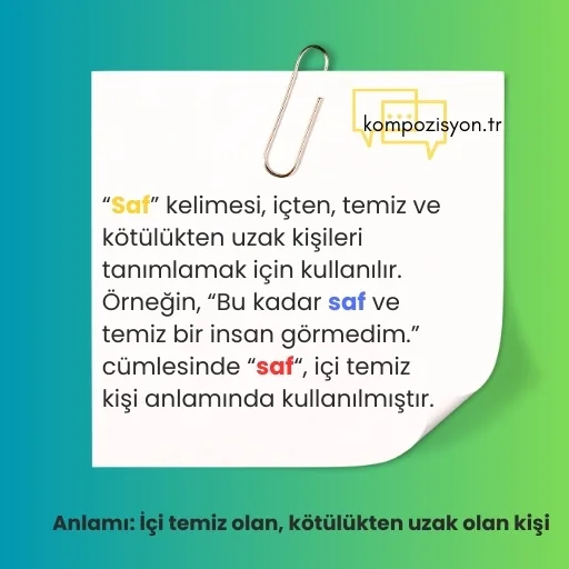 saf ile ilgili ornek cumleler 3