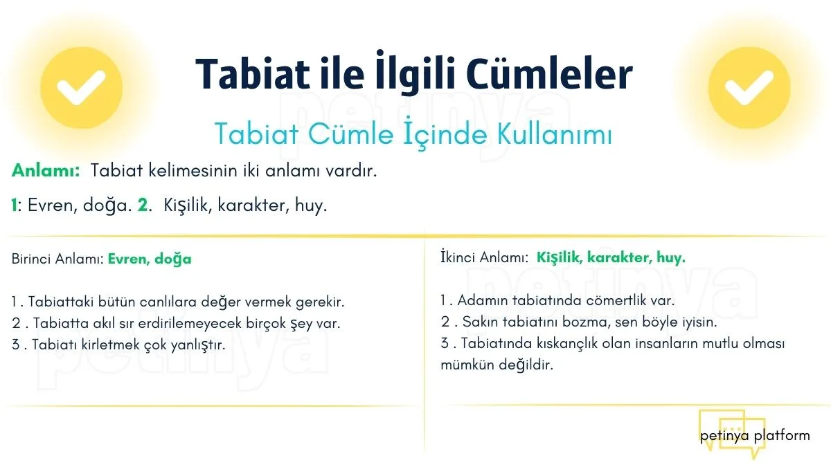 tabiat ile ilgili cumleler