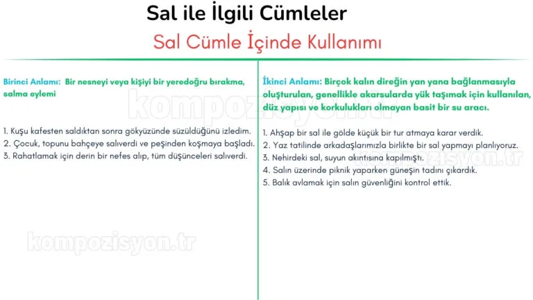 sal ile ilgili cumleler cumle icerisinde kulanimi