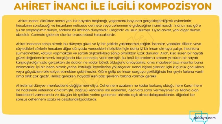 ahiret inanci ile ilgili kompozisyon