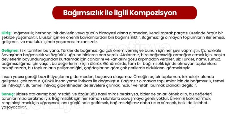 bagimsizlik ile ilgili kompozisyon
