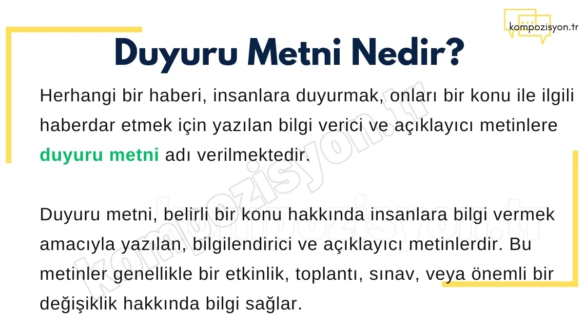 duyuru metni nedir