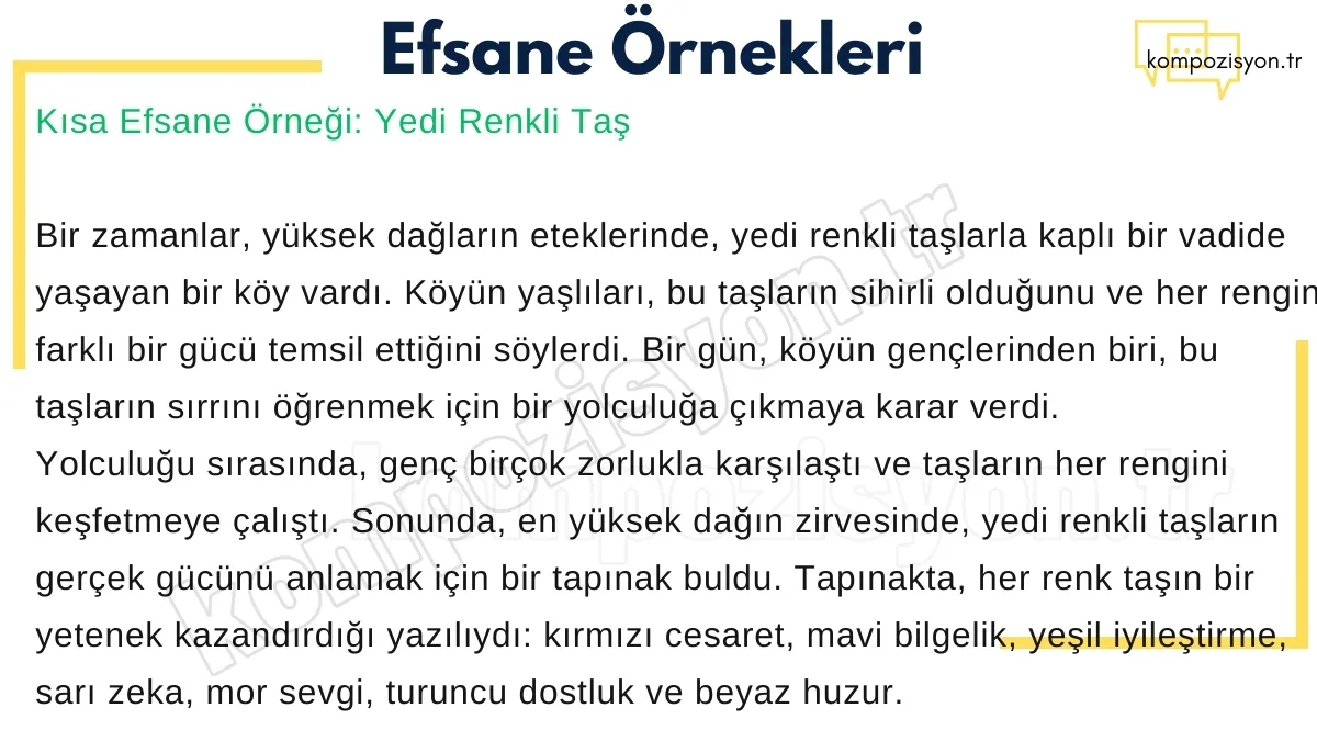 efsane ornekleri yedi renkli tas