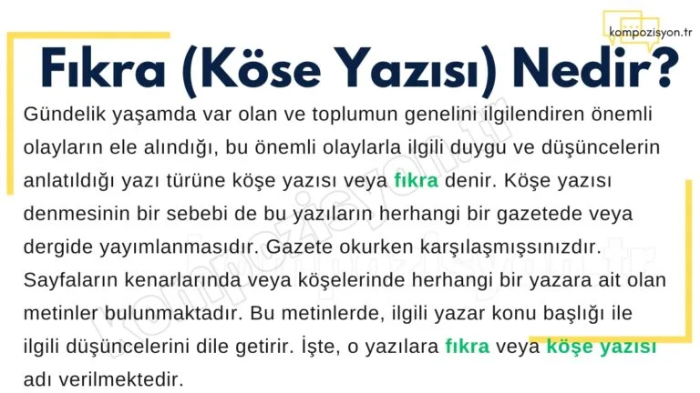 fikra kose yazisi nedir