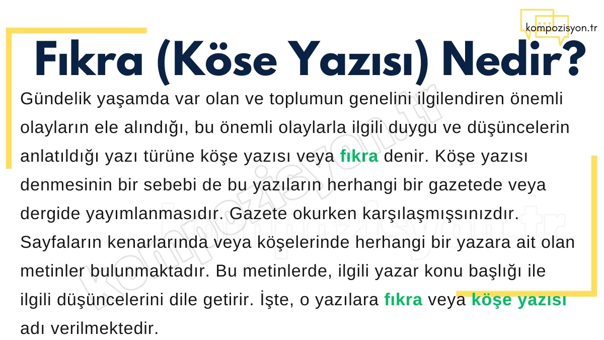 fikra kose yazisi nedir