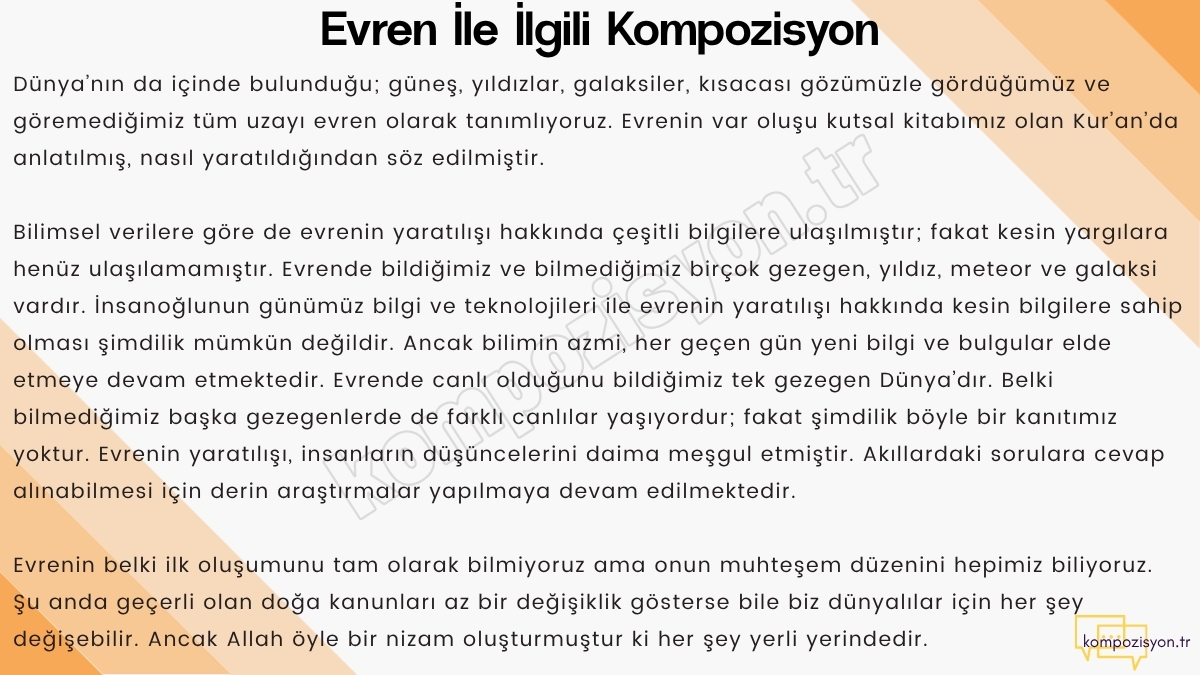 evren ile ilgili kompozisyon Evren ile İlgili Kompozisyon
