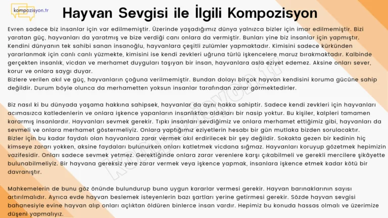 Hayvan Sevgisi İle İlgili Kompozisyon