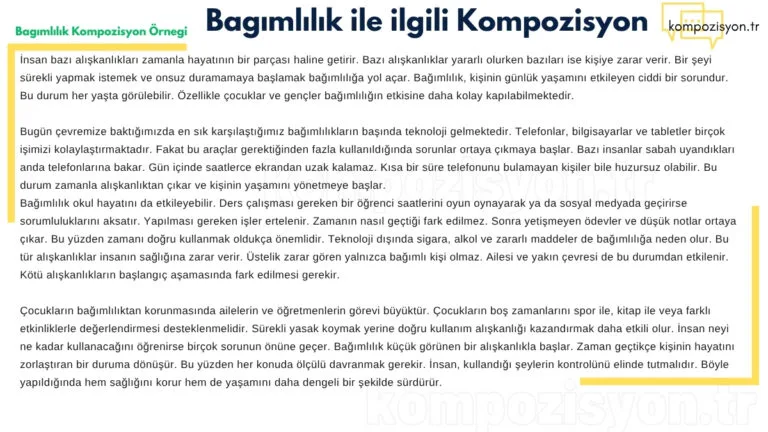 bagimlilik ile ilgili kompozisyon