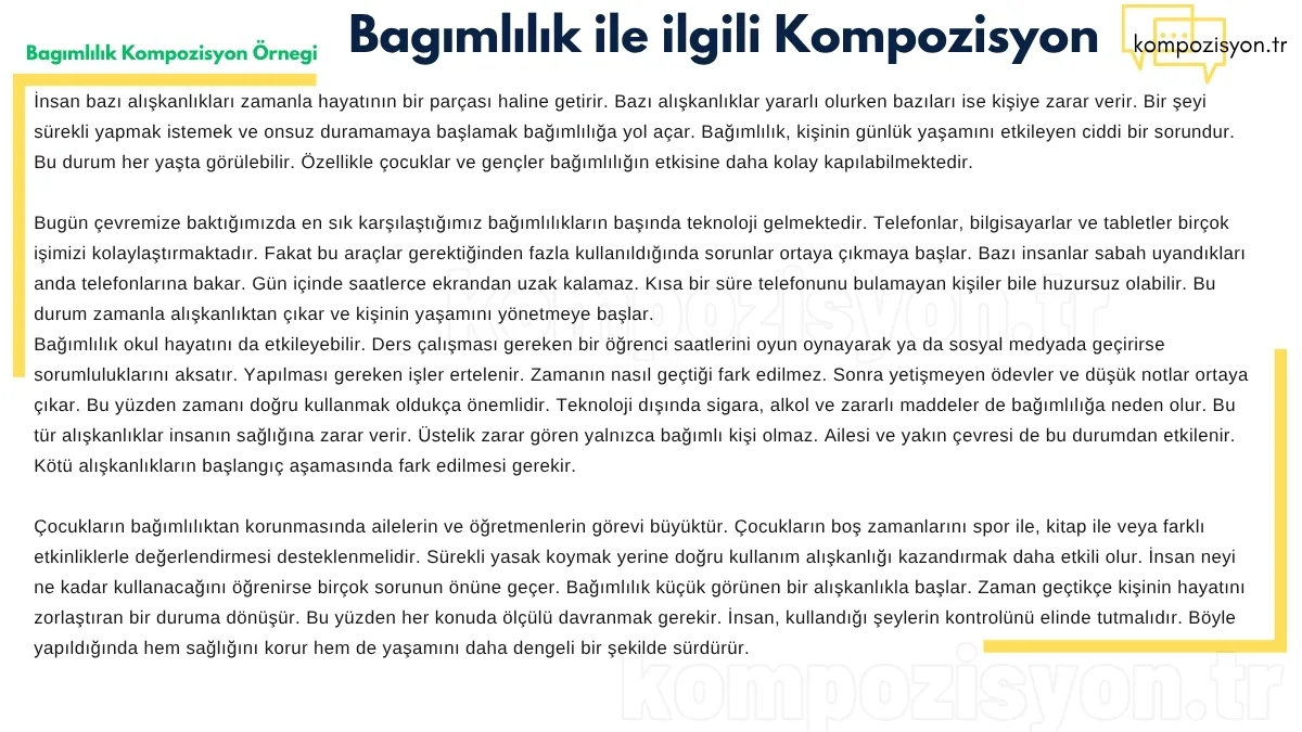 bagimlilik ile ilgili kompozisyon