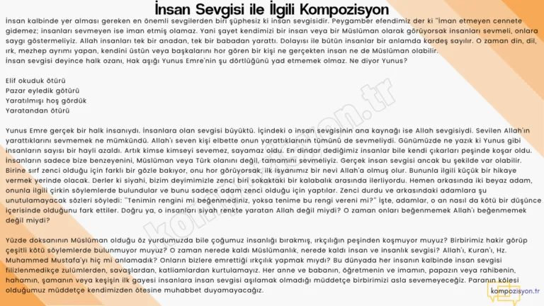 insan sevgisi ile ilgili kompozisyon
