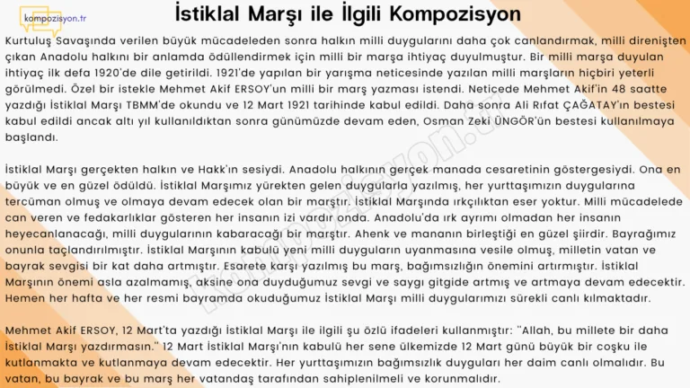 İstiklal Marsi İle İlgili Kompozisyon