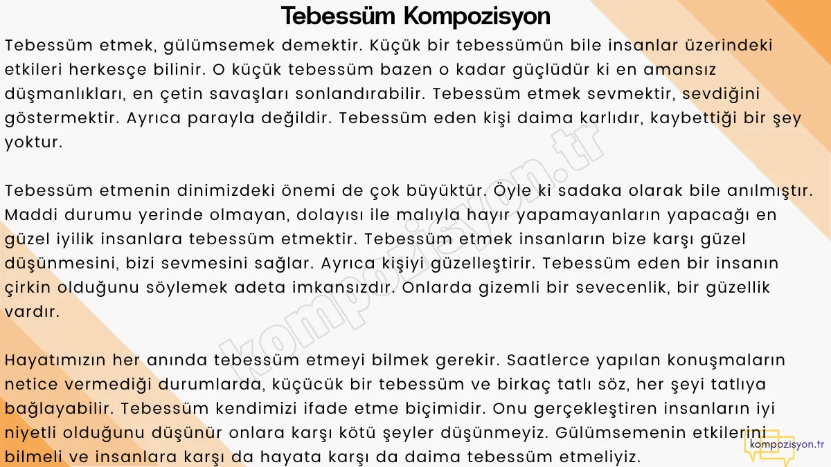 Tebessüm Etmek ile İlgili Kompozisyon