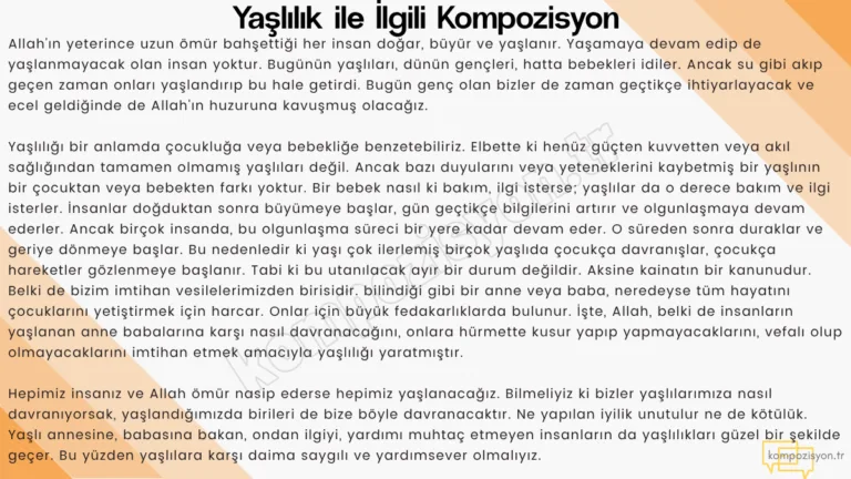 yaslilik ile ilgili kompozisyon